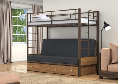 Двухъярусная кровать-диван Дакар 1 Коричневый (вставки дуб крафт табак) фото 5