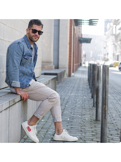 Converse Comme des Garcons Play белые низкие с сердечком