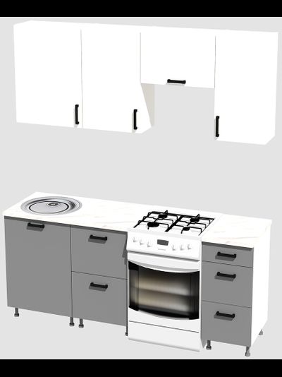 Кухня эконом 1,5 метра (600х500х400) Цвет: Белый/Базальт