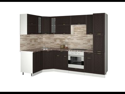 Кухня "Агава" 1,45мх2,75м угловая МДФ (Эра) тёмная/светлая