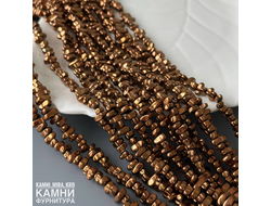 "Гематит шоколадный" геметин композит камешки фри-форм 2,5-3,5х5-8,5 мм, цена за нить 19 см