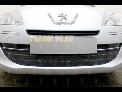 Защита радиатора Peugeot 408 2012- (3 части) black