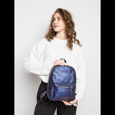 Женский кожаный рюкзак Anzolla Premium blue chameleon 
(арт. 3040-58)