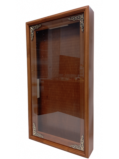 Киот деревянный с гладкой  рамой и декоративными уголками для мерной иконы размера 25х55см