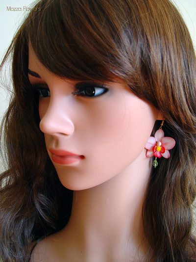 Серьги "Розовые орхидеи".