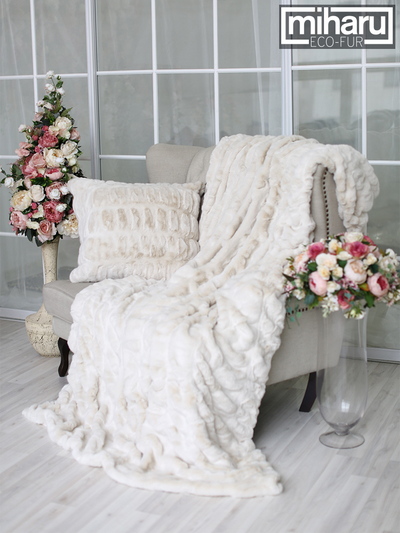 Плед из искусственного меха норки, цвет: слоновая кость