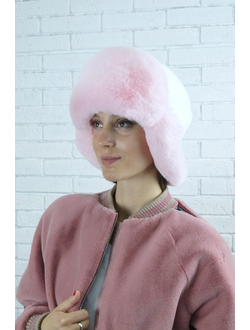 Ушанка "Север" цвет белый + розовый