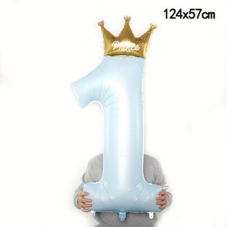 Цифра с коронкой "Prince", голубой 124*57см