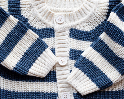 Кардиган молочный/синий