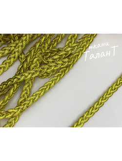 Тесьма металлизированная "Косичка", цв. Золото / неон-лайм