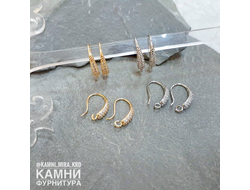 Швензы крючки 15х4 мм с кристаллами ЛЮКС, покрытие в ассортименте, цена за пару