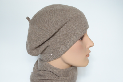 Женский шарф из кашемира и берет кашемировый комплект Италия Визио