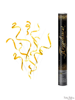 Пневмохлопушка Поздравляем! Серпантин с золотой печатью