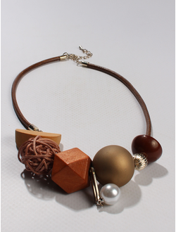 Колье "Плетёный шар"  терракот