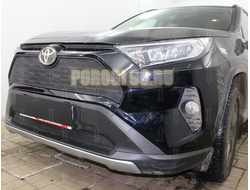 Защита радиатора для Toyota Rav4 2019- black верх с парктроником и камерой