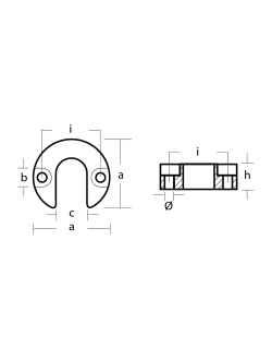 Цинковый анод Tecnoseal 00817 49x49x14мм подковообразный для ПЛМ Mercury Alpha One Gen I, Gen II