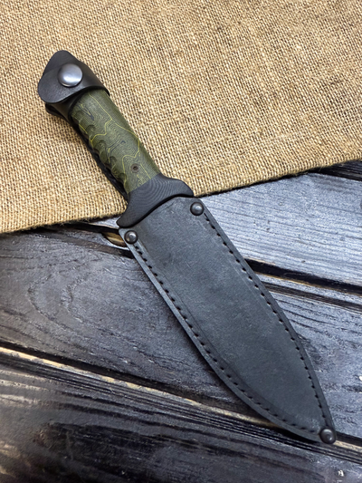 Подарочный нож 6Х9С сталь VG-10, рукоять комбинированная G10 и микарта зеленая