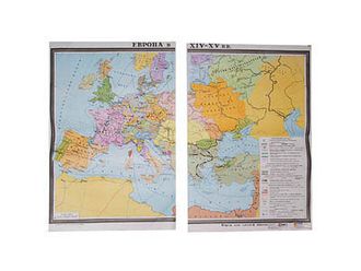 Учебная карта "Европа в 14 - 15 вв." (матовое, 2-стороннее лам.)
