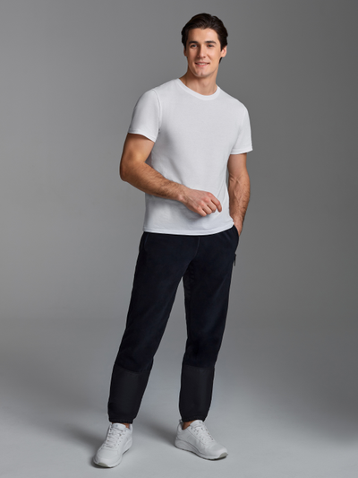 Спортивные брюки мужские, на флисе,  211BM-1302 (черные)