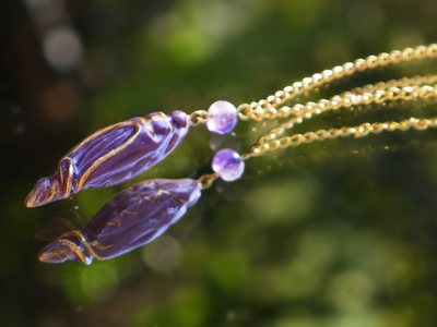 Тайна Восточной Колдуньи. Волшебный комплект украшений из холодного фарфора с натуральным аметистом