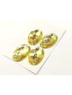 Стразы акриловые пришивные овал 18*25 мм, цвет лимонный 12