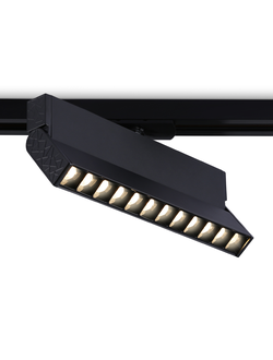 Трековый однофазный светодиодный светильник GL 6817 BK черный LED 12W 3000K 24° 230*22*87