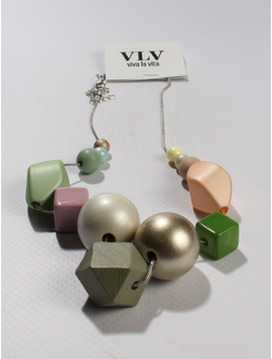 Колье "Ромб две жемчужины" хаки