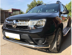 Защита переднего бампера с двумя подгибами d60 Renault Duster (2015-2021)