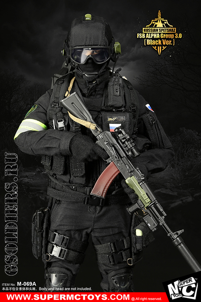 Спецназ "Альфа" - КОМПЛЕКТ ЭКИПИРОВКИ 1/6 Russian Spetsnaz - FSB Alfa Group 3.0 Black Ver. (M-069 A) - SUPER MC TOYS (БЕЗ ТЕЛА И ГОЛОВЫ)