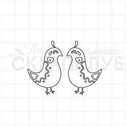 Штамп птички в народном стиле