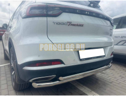 Защита заднего бампера двойная Папа Тюнинг d60/42 для Chery Tiggo 7 Pro Max 2024-