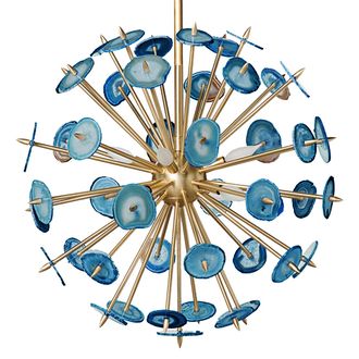 Люстра Agate Burst Chandelier BLUE с синими агатами