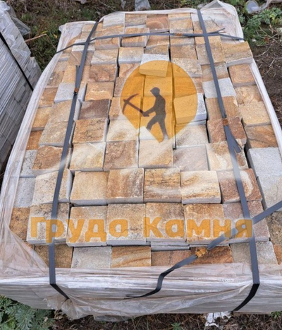 Пиленый камень бело-жёлтый песчаник