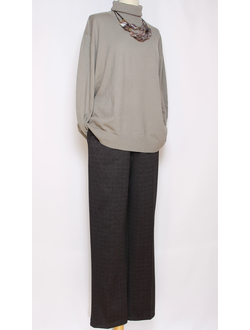 Брюки трикотажные "КРУПНАЯ КЛЕТКА ПРЯМЫЕ" серые р.60-64