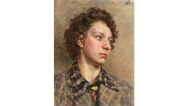 62 Сосновская А.Е. Женский портрет. х.м. 41Х32 1950-е