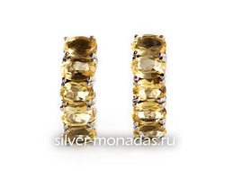 Серьги из серебра 925 пробы с цитринами