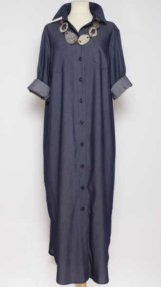 ПЛАТЬЕ "САФАРИ - ДЖИНС" синее р.46,48,50,52,54 ( маломерит на размер)