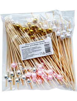 Пика бамбуковая «Жемчуг ассорти», 12 см, 100 штук /1/40/