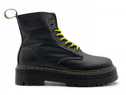 Dr. Martens Jadon Black с мехом (черные с желтым)