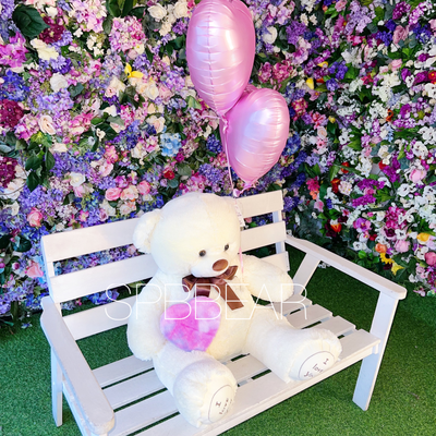 Подарочный набор №2 - Плюшевый мишка 120 см, Шары сердца 2, Киндер бокс средний