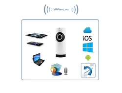 Видеоняня /WiFi IP видеокамера панорамная 180*110*  с DVR (fish), HD (360EyeS)