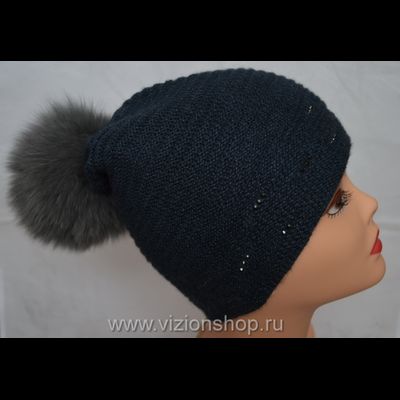Вязаная шапка с помпоном купить vizio 5399 Италия синяя