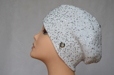 Белый весенний берет с пайетками женский италия Визио фото