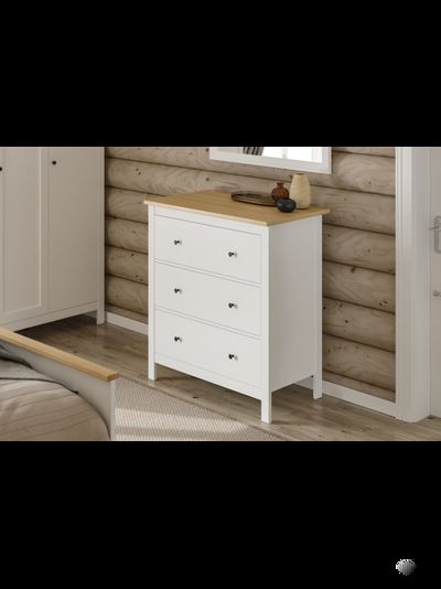 2.08.02.020.14 САГА комод 3 ящика белый/ясень