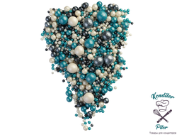 ДРАЖЕ ЗЕРНОВОЕ в цветной кондитерской глазури "Жемчуг темная бирюза, черный, серебро" №181, 50 гр