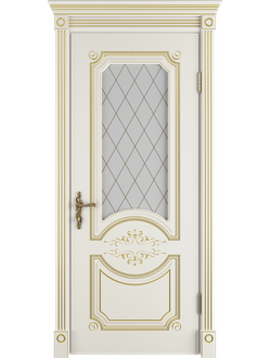 VFD. MILANA 3D/ IVORY PC/ ART CLOUD.  МИЛАНА 3D/ СЛОНОВАЯ КОСТЬ-ПАТИНА КАПУЧИНО. ПОЛОТНО ОСТЕКЛЕННОЕ