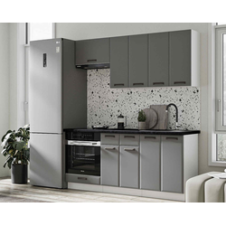 Кухня Призма 1,8 м белый/асфальт суперматовый (столешница - кастилло темный)