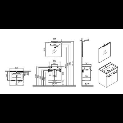 Комплект мебели VITRA MIA, 60 см, с дверцами, кордоба, 75069