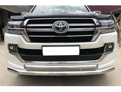 Защита переднего бампера двойная d76/60 для Toyota Land Cruiser 200 Executive Lounge (2018-...)