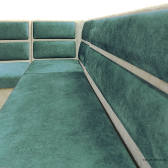 Кухонный Угловой диван "ФОРУМ-1МС", Зеленый/Слоновая кость, Левый